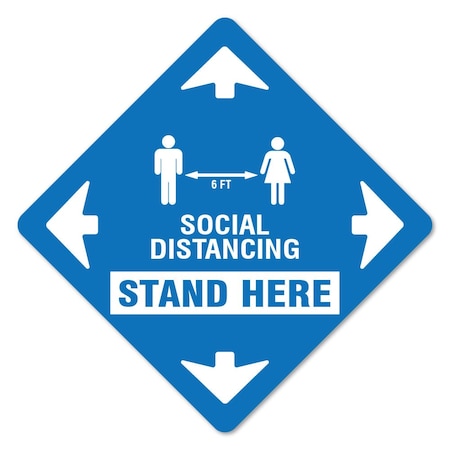 Signmission Stand Here Social Distancing Non-Slip Floor Graphic, 3PK, 11 in L, 11 in H, FD-X-11-3PK-99983 FD-X-11-3PK-99983